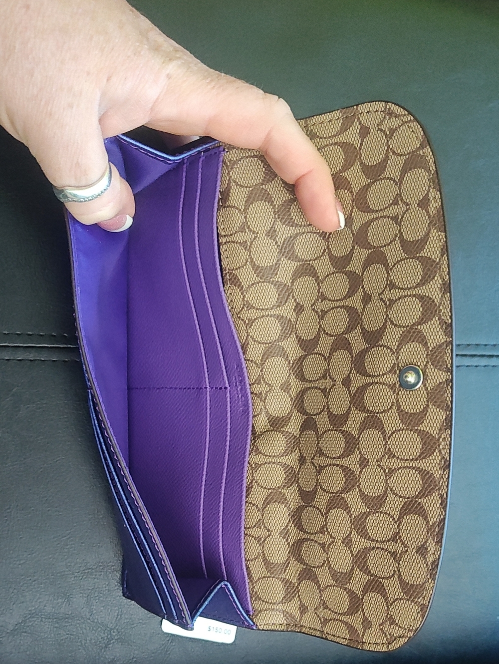 Coach Continental Wallet in SV Metallic Purple Iris - Picture 6 of 6